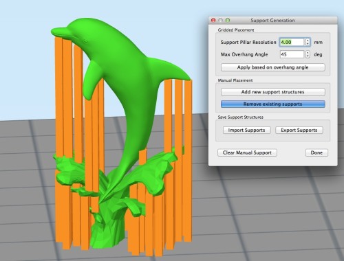 screenshot of manual 3D print supports