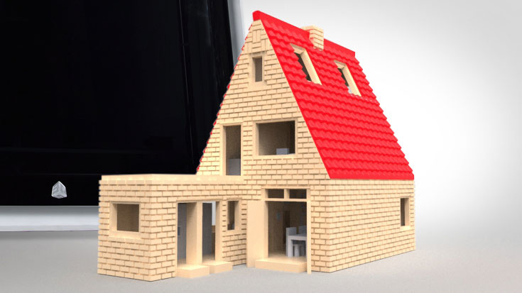 CubePro 2 color house 3D print