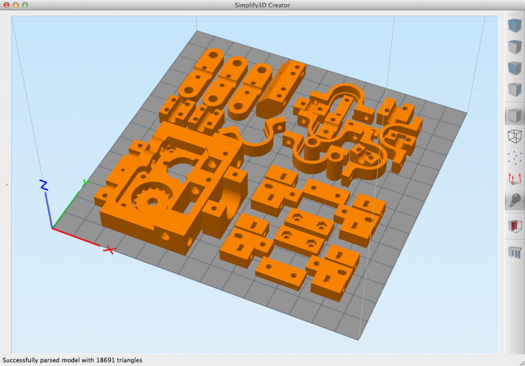 many 3D parts buildplate