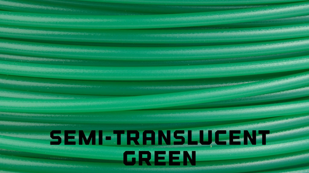 translucent green 3d printer filament