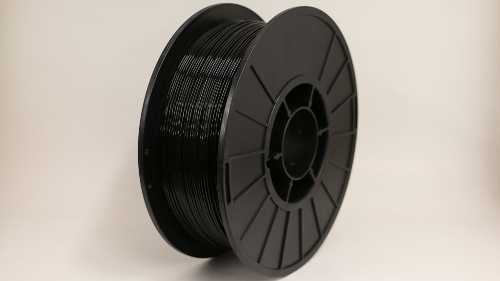 1.75mm black PLA filament standing view