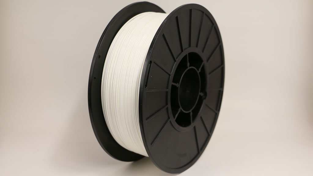 1.75mm white PLA filament standing view